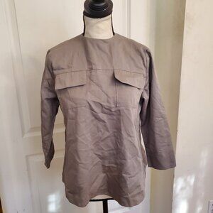 Jeune Mere gray maternity blouse with back buttons sz S